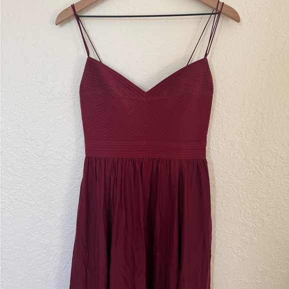 La Ligne Tracy Dress in Deep Red Burgundy Silk + Linen - Size Small - Picture 2 of 4
